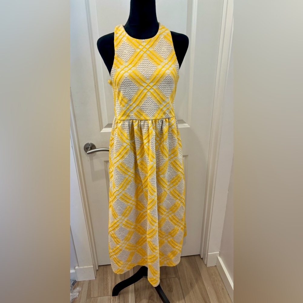 NWT Anthropologie DRA Los Angeles Yellow and White Sleeveless Dress - XS